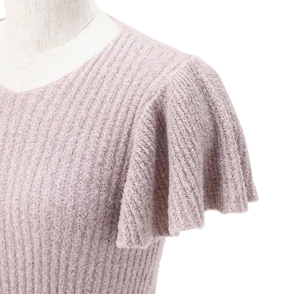 Francfranc Moist Feather Knit Glitter 2025 Relaxed Knit Dress Dress, Pink, Model,