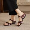 Krazing Pot Microfiber Med Heels Polka Dot European Design Outside Slippers Flip Flop Summer Size 43 Size 42  Women Sandals