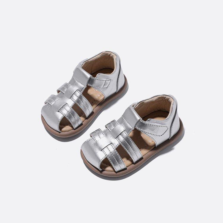 

Children s sandals 2025 summer new girls beach shoes bag head baby shoes soft sole children s casual shoes 25 серебряный