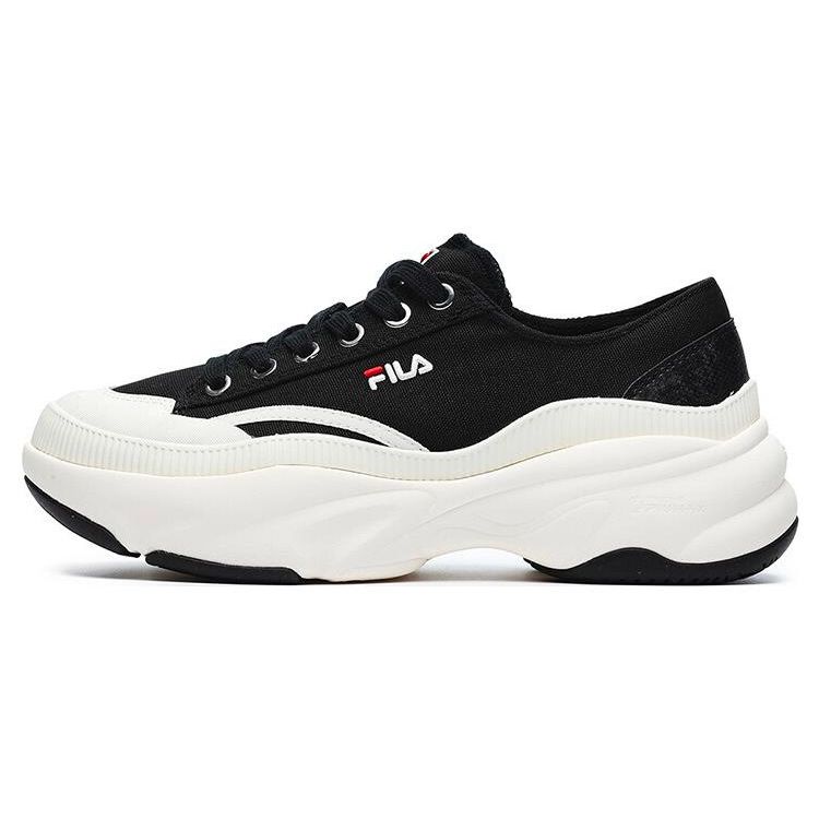 FILA Bread Comfortable Versatile Low-Top Canvas Shoes Women sneaker Black White F12W221318FBG
