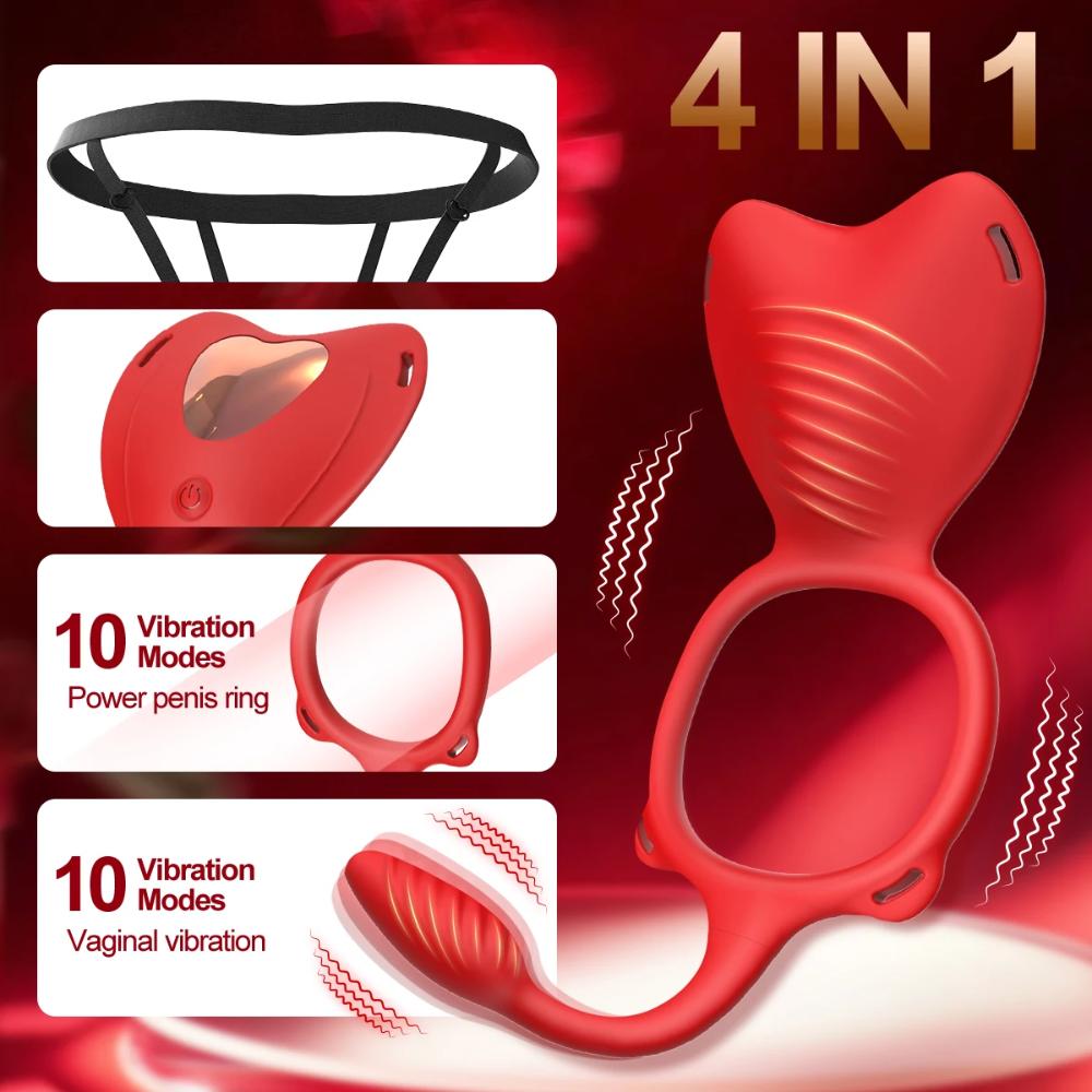 Wearable Vibrator 10-Frequency Vibration Penis Ring Clitoris Stimulator With G-Spot Clitoris Penis Anal Massager Couples Sex Toy