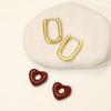Red Heart Hoop Earrings for Women Girls Lightweight Geometric Ear Accessories Comfortable Student Fashion Jewelry