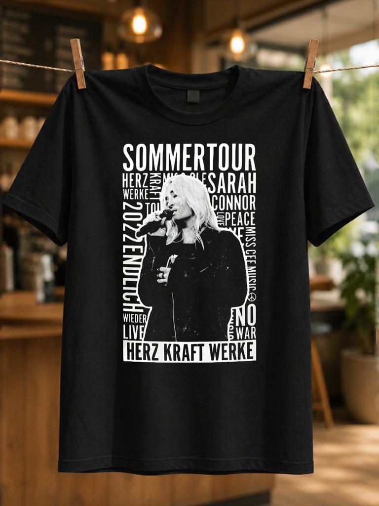 Sarah Connor Tour Estivo Tipografia Denso Parole Chiave Foto Cantante Ritaglio E Herz Kraft Werke Concerto Unisex Tutte le Magliette