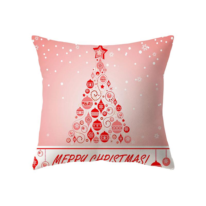 Christmas Theme Cute Elk Print Pattern Cushion Cover Home Living Room Sofa Decoration Square Polyester Pillow Pillow Cover