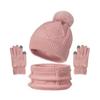 3Pcs/Set Women Hat Scarf Gloves Set Solid Color Design Twist Texture Thickened