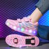New runaway shoes children's pulley shoes USB charging luminous shoes skates invisible wheel shoes double wheel popular women