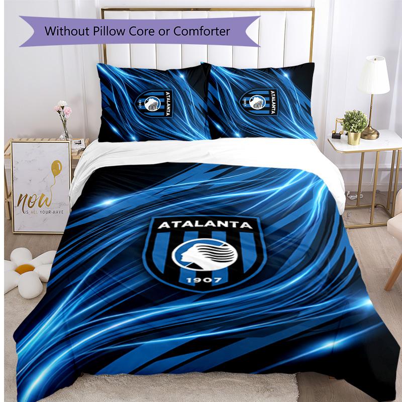 Set Biancheria da Letto Stampato 3 Pezzi Atalanta FC Traspirante Copripiumino con Federe Biancheria da Letto Decorativa per Camera da Letto Casa