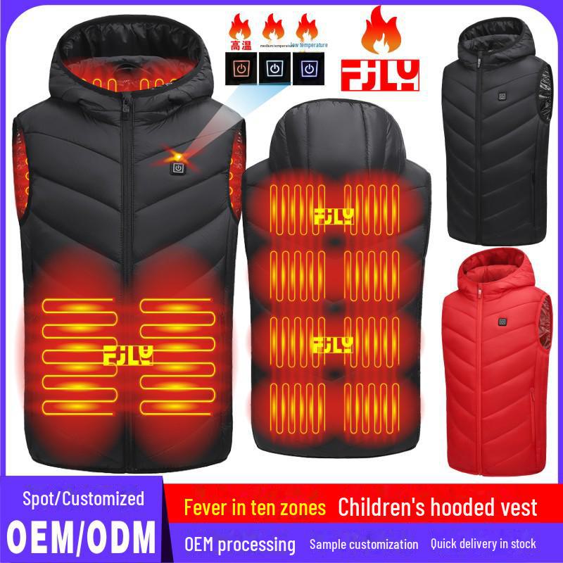 Children's Electric Heating Vest: Intelligent, Full-Body Warmth with Ten-Zone Heating for Outdoor Use.