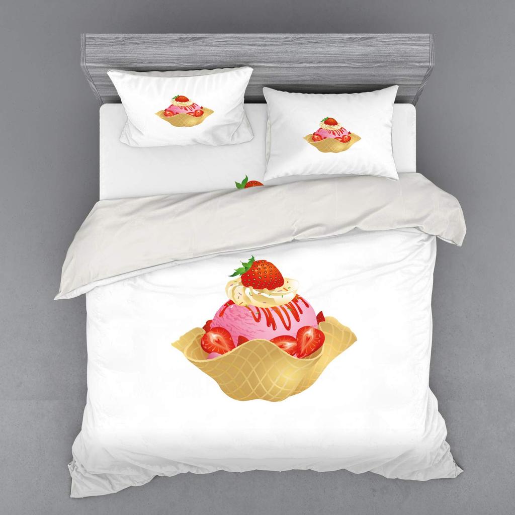 Ice Cream Comforter Covers Queen Size Duvet Covers For Boys Girls Quilt Cover 3Pcs 1 Duvet Cover 2 Pillowcases Lightweight Down