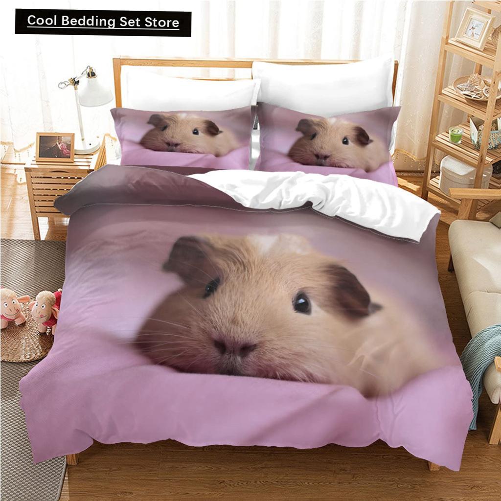 Hamster Duvet Cover King Queen Size Family Pet Guinea Pig Bedding Set for Kids Boys Girls Lovely Mini Animal 2/3pcs Quilt Cover