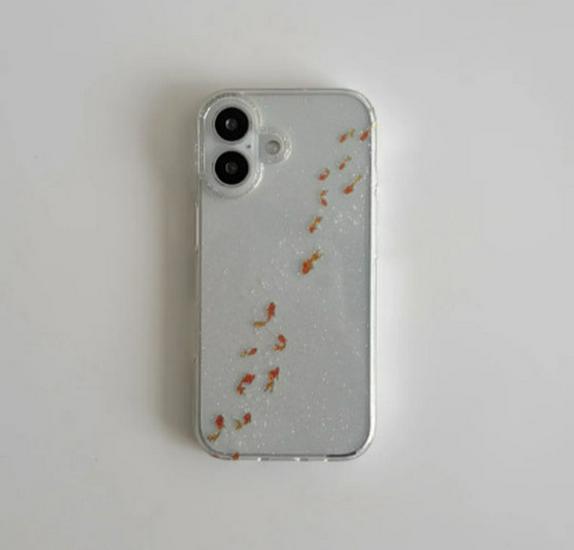 

Glitter Festive Goldfish Phone Case for iPhone 17ProMax, 15, 14/12, XR/XS, 7/8 Plus – Trendy Transparent Soft Cover iPhone 14