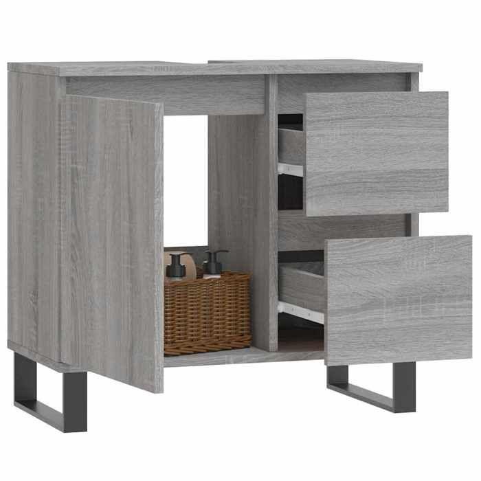 VidaXL Bathroom Cabinet Sonoma Grey 65x33x60 Cm Engineered Wood 831618