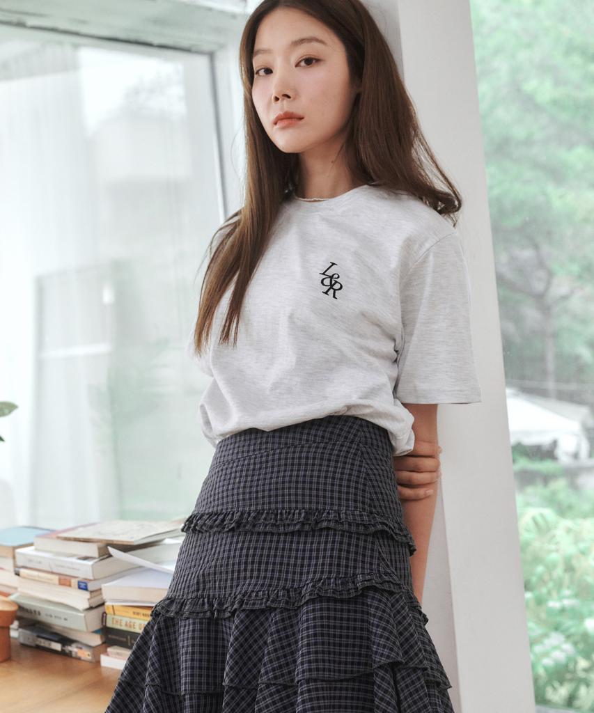 LOSSYROW Signature Logo Half-Sleeve T-Shirt [White Melange]