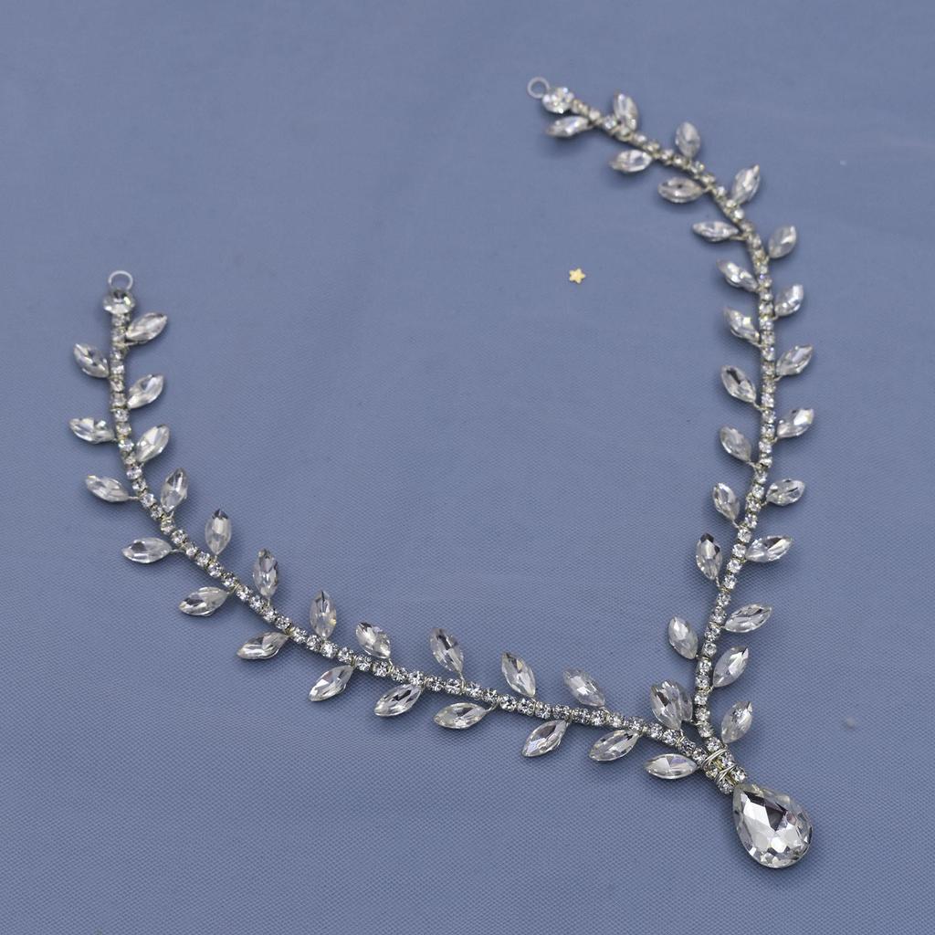 Rhinestone Bridal Headpiece: Handmade Wedding Forehead Chain & Hair Accessories A484