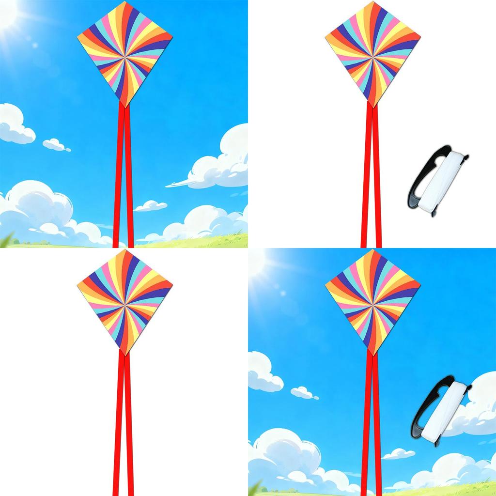 Polyester Rainbow Diamond Kite With Glass Fiber Frame For Kids Outdoor Play And Gift
