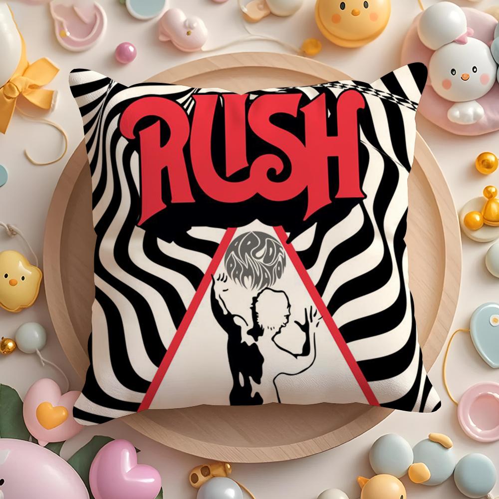 ROCK BAND R-RUSH Pillow Case Plush Fabric Soft Double-Sided Printed Sofa Home Decor Fine Winter  Gift Cushion Cover