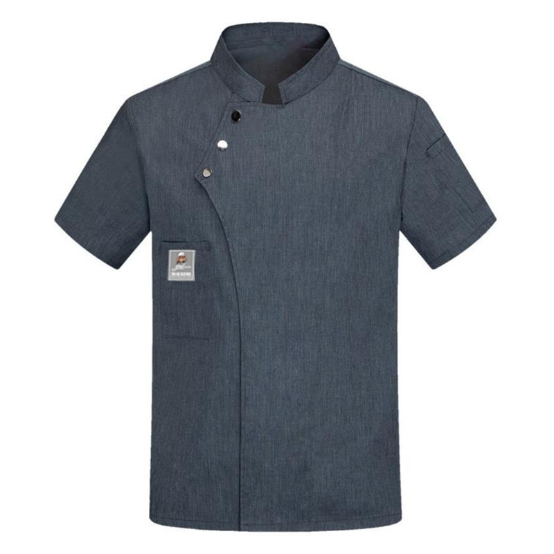Comfortable Unisex Cook Shirt Short Sleeves Professional Kitchen Wear Hotel Restaurant Work Coat