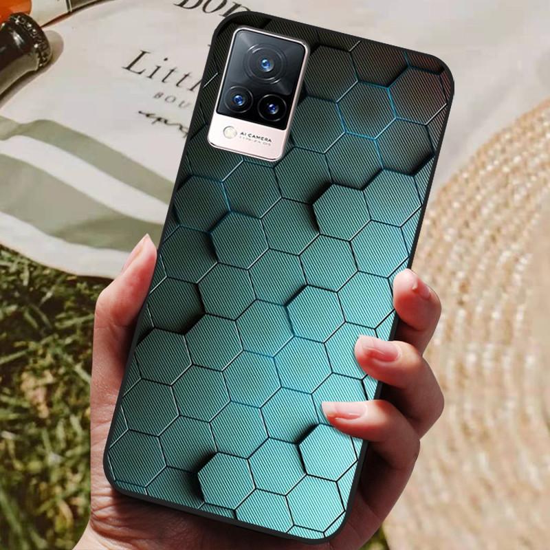 Dla Etui Coque vivo V21e Silikonowe Etui na Telefon z Tylną Pokrywą Dla vivo V21e Etui Miękki Bumper Funda na vivo V2061 V21 e V 21e 6.44" Torba
