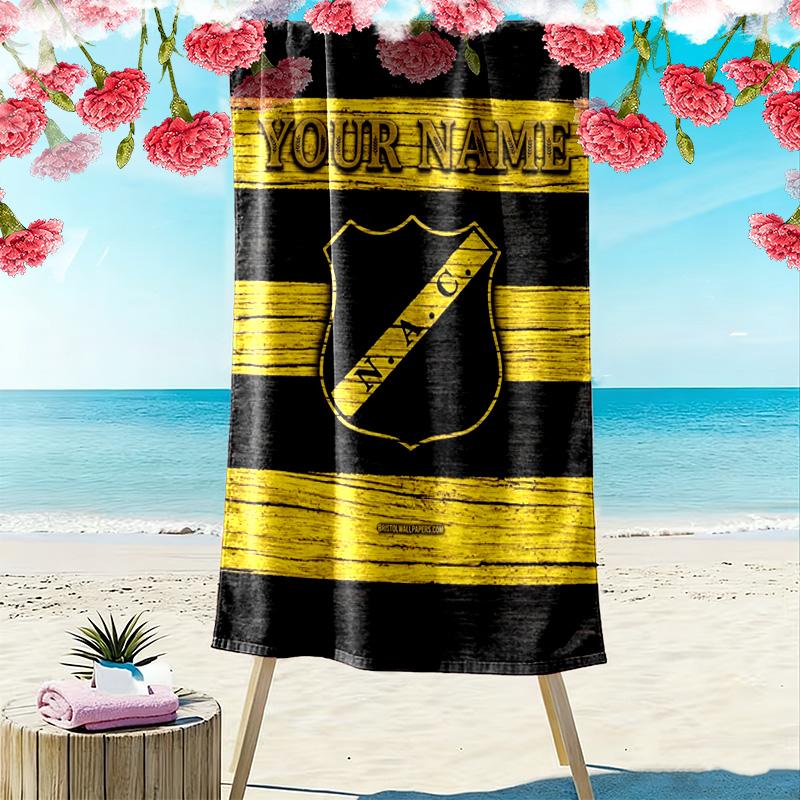 Name Custom NAC Breda Print Beach Towel, Large Soft Quick Dry Towel for Beach Camping Swimming