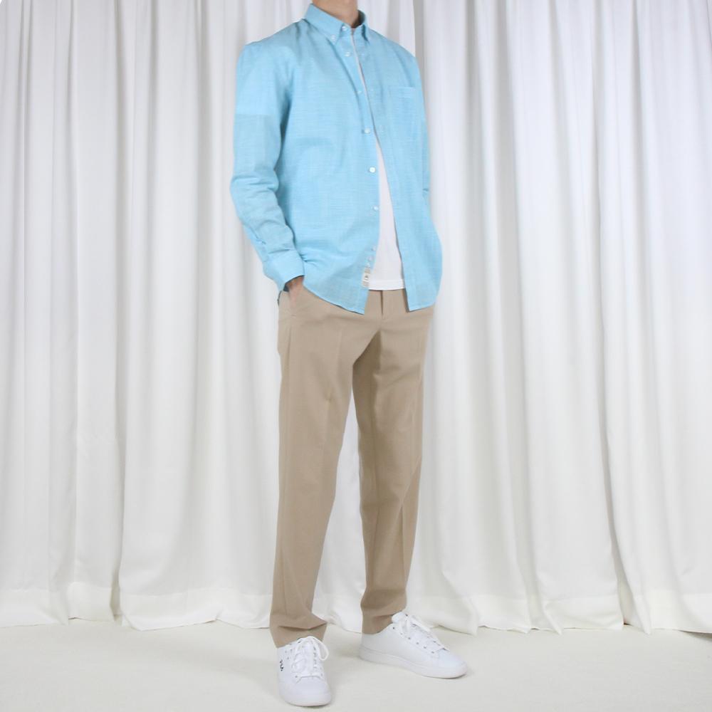 The Shirt Studio Aqua Blue Small Check Button-Down Shirt 95