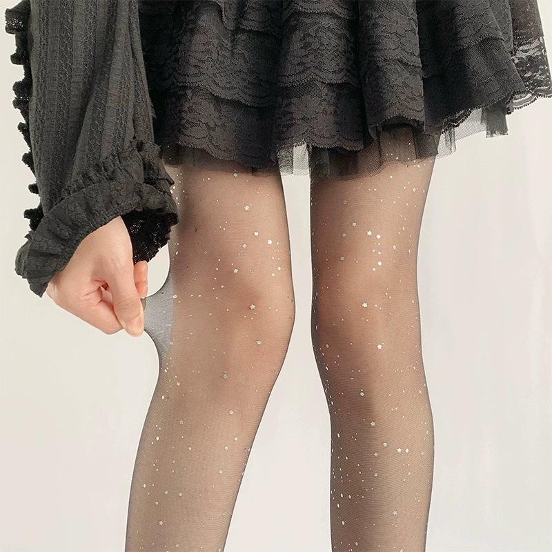 Sex Stockings Women's Thin Shiny Pearlescent Sequins Stockings Summer Ultra-thin Leg Socks Flesh-colored Pantyhose
