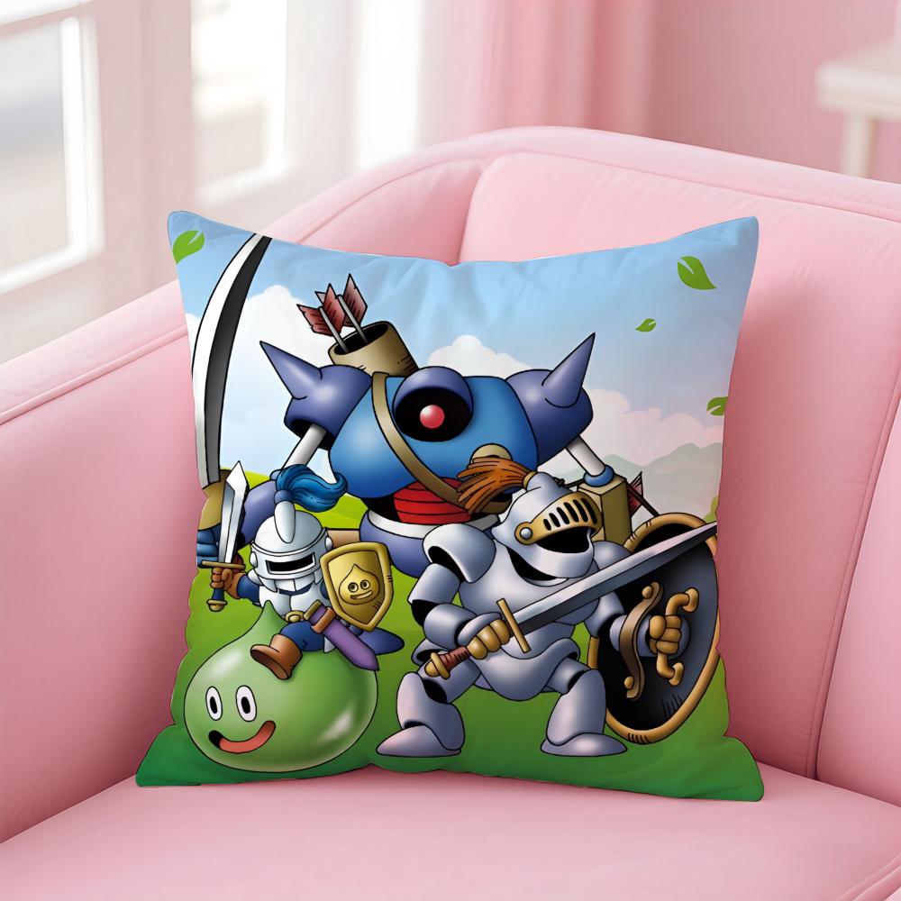 Cute Dragon Quest Rocket Slime Cushion Cover Comfortable Reversible Pillow Cover Ideal For Car Sofa Bedroom & Beyond