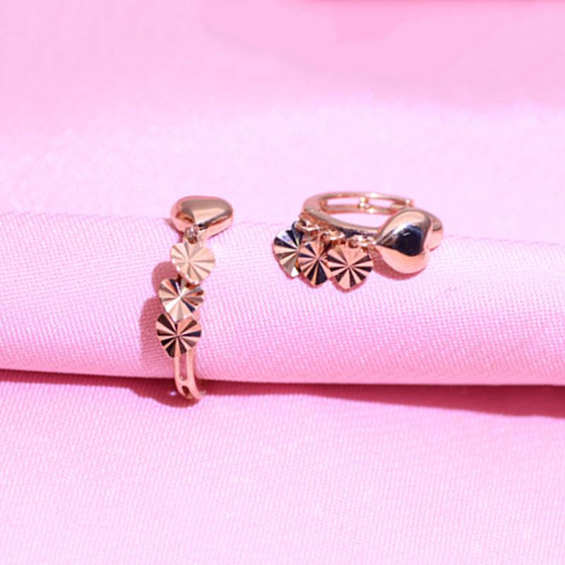 Purple Gold Shiny Peach Heart Earrings Temperament Trendy Fashion Rose Gold Plated Earrings