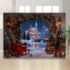 Christmas Celebrate Decoration Backdrop:  Christmas Eve House Fireworks Banner