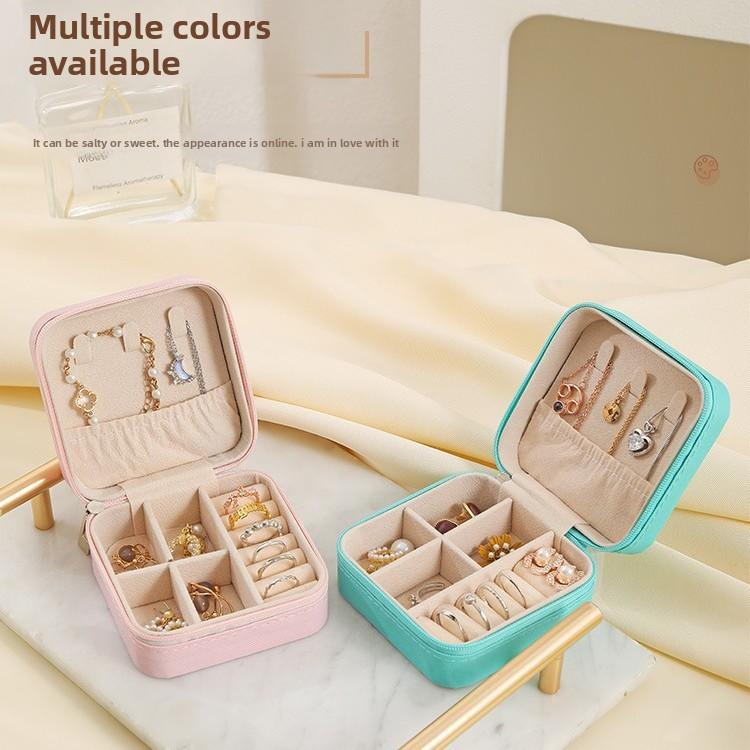 Koreanische Version einfacher Schmuckschatulle, für Ringe, Ohrringe, Kleinigkeiten, Aufbewahrungsbox, reisefreundliche tragbare kleine quadratische Box, sofort verfügbar.
