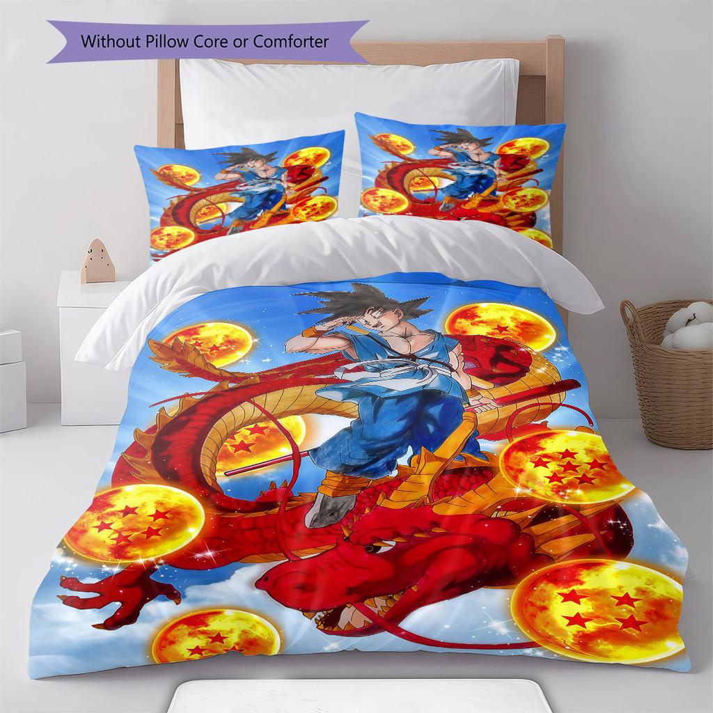 Biancheria da letto con motivo Son Goku, Set piumone Copripiumone Federa Regalo di compleanno per la casa (1 * copripiumino + 2 * federa, senza nucleo)