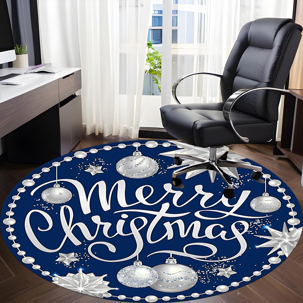 1pc Merry Christmas Chair Carpet for Office Non Slip, Machine Washable Rug for Office, Room Holiday Decor for Christmas, Birthday Polyester
