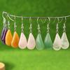 Green Aventurine & Pink Crystal Agate Water Drop Earrings for Women - Elegant Cross-Border Jewelry