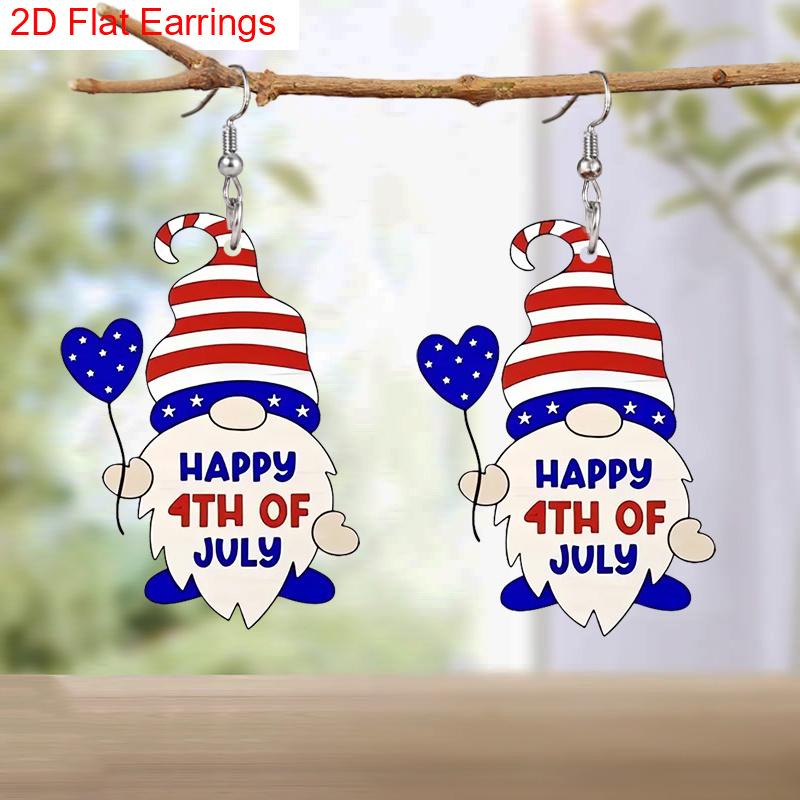 Independence Day Earring HAPPY 4TH OF JULY Love Balloon Dwarf Acrylic Earrings Drop Festival Celebration Earrings Patriot Earrings Women Fashion Gift