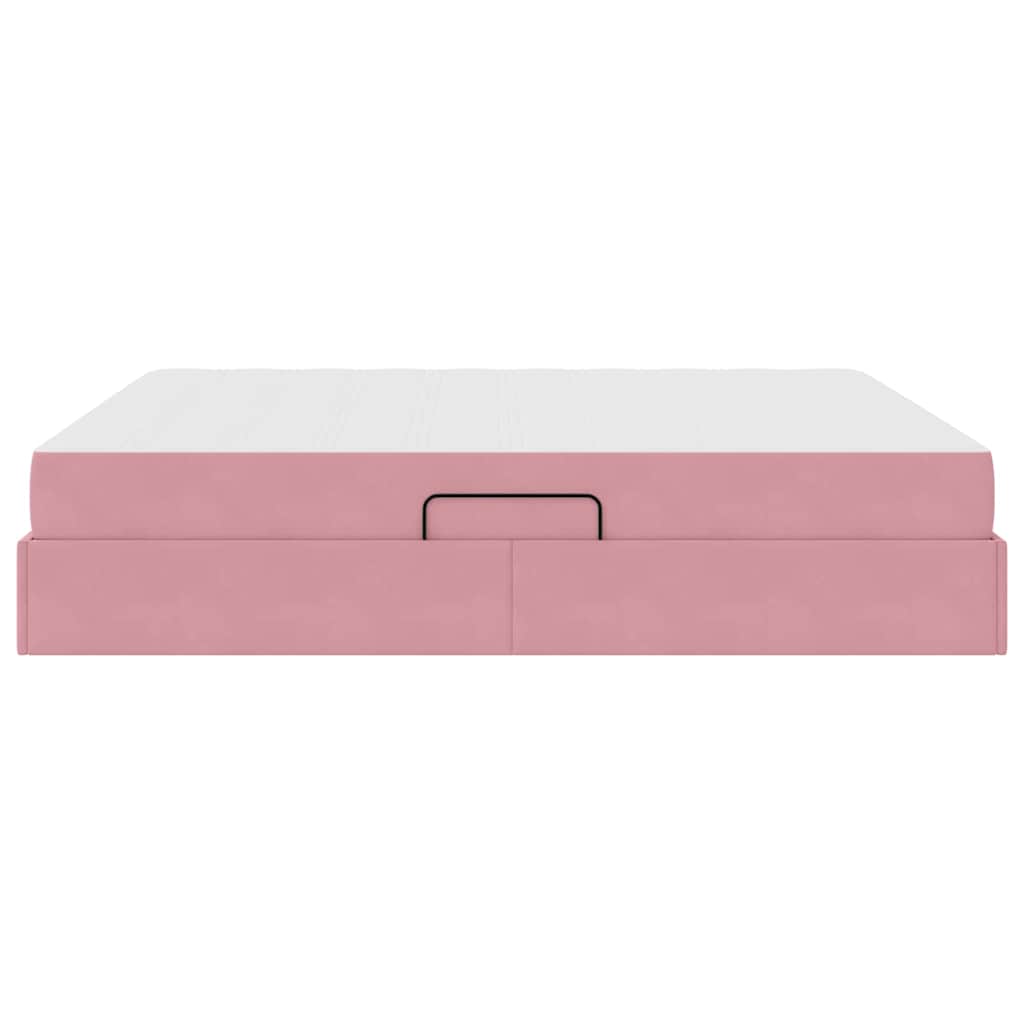 Storage Bed with Mattress Pink 160 x 200 cm Velvet