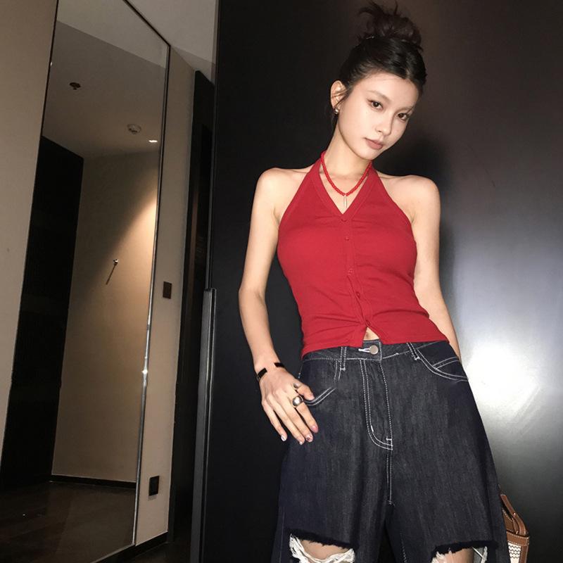 American Retro Sexy Halter Backless Women's Summer Slim Camisole - Trendy Irregular Vest