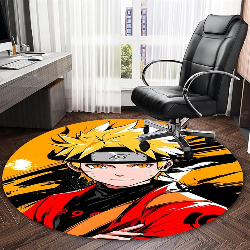 1 Stück NARUTO (4) Runder Teppich mit Aufdruck Stuhl Runder Teppich Geeignet für Schlafzimmer Wohnzimmer Heimdekoration Teppich