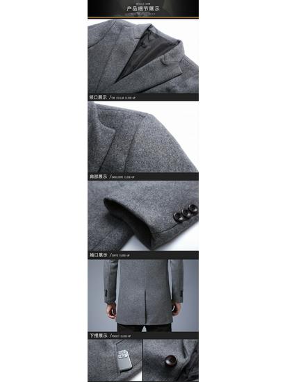 Men's 2025 Mid-Length Slim Wool Trench Coat - Stylish, Solid Color Lapel Overcoat