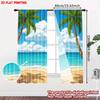 Flat Printing Fashionable Christmas Curtains Beach Palm Trees Digital Printed Polyester Drapes Spring Use Set Of 2 Made