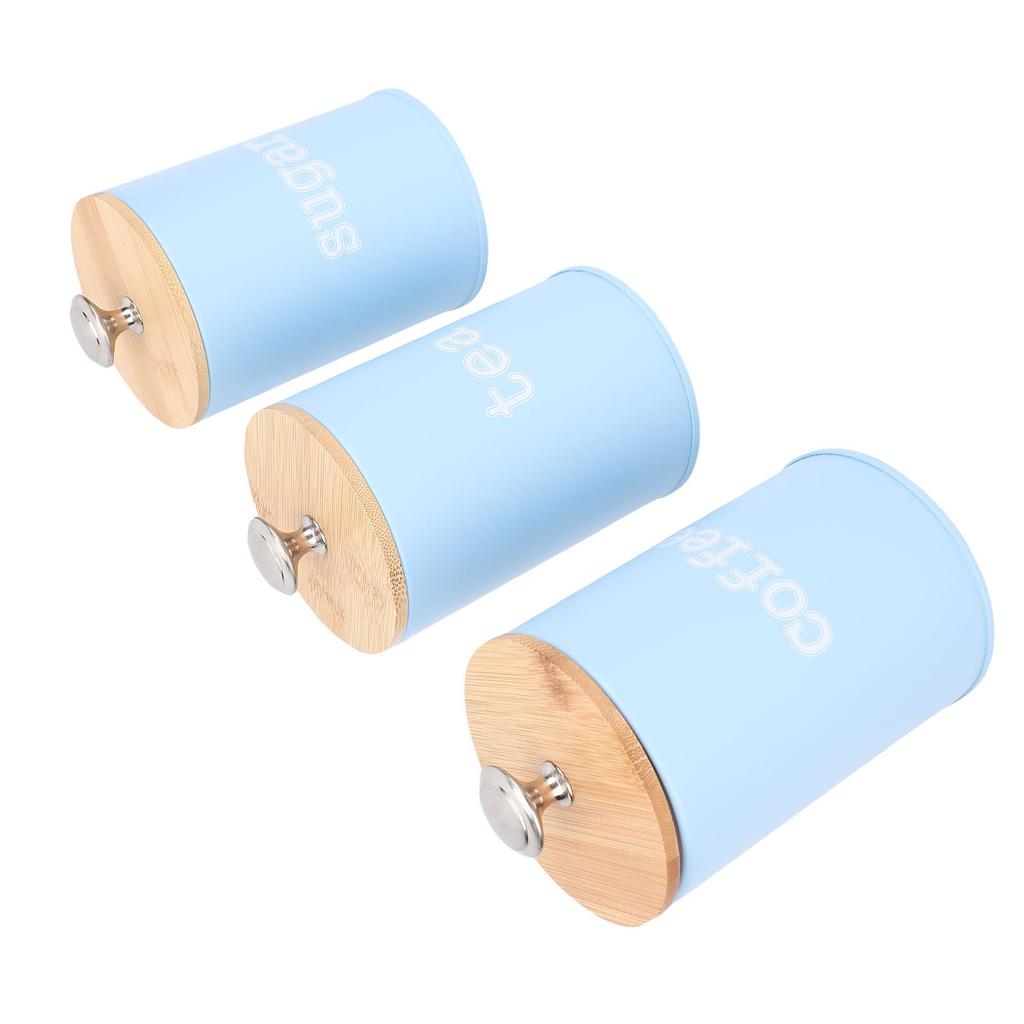 3pcs Storage Canister Multifunctional Airtight Iron Storage Jar with Lid for Tea Coffee Sugar
