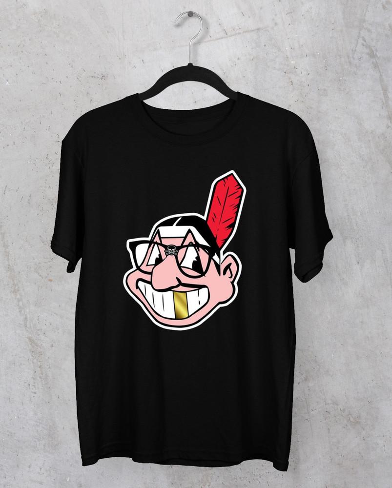 Logo Cleveland Indians Pánské tričko The Indians Černé tričko Všechny velikosti JJ3391