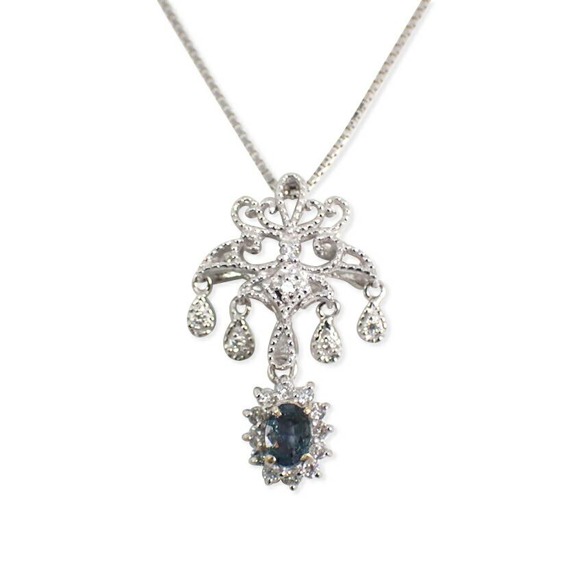 

[Pre-owned] K18WG/Alexandrite/Diamond/Pendant/Necklace/J49-6