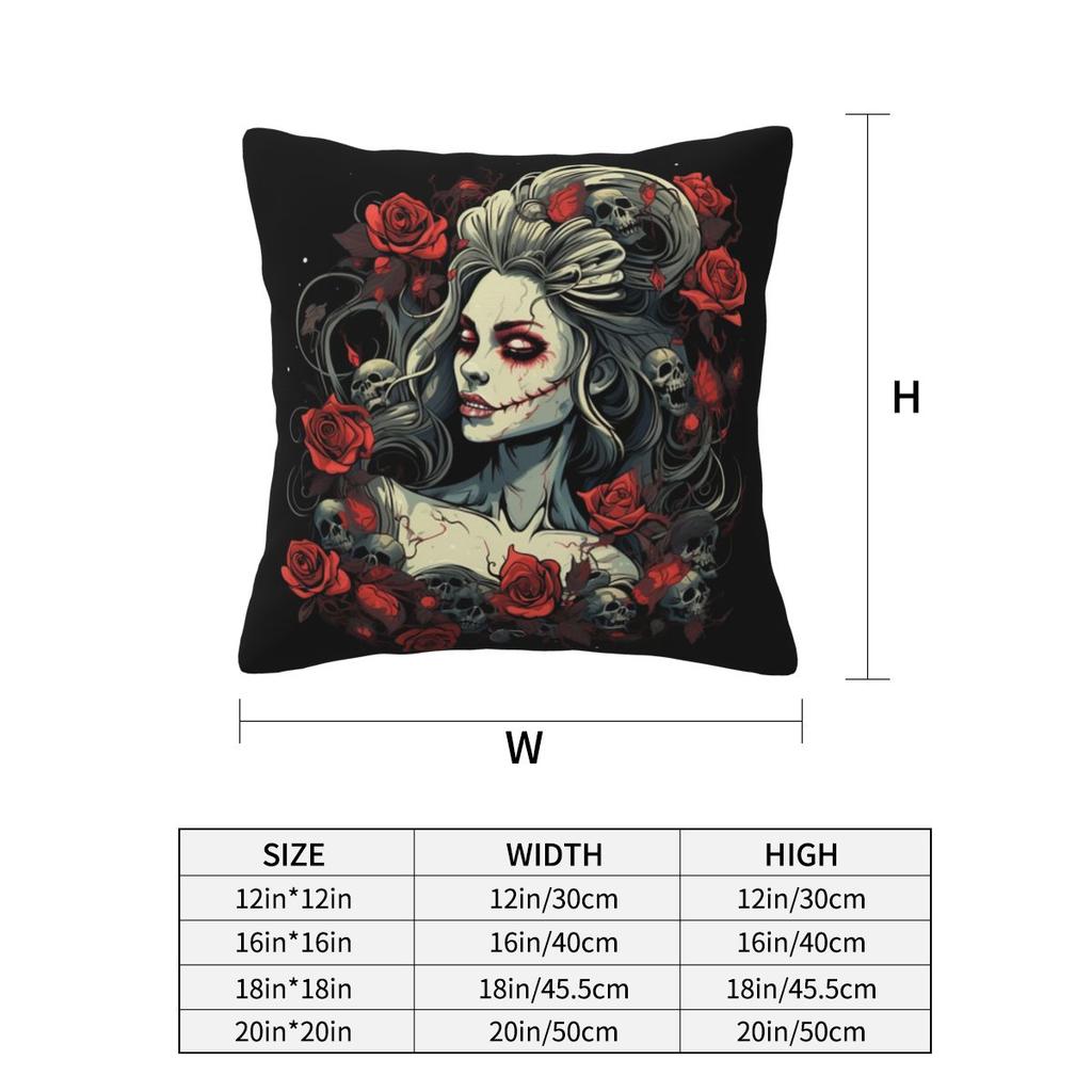 Alexander Gothic Las Elegantes Girls Day Of Dead Skull Square Pillowcase Pillow Cover Cushion Comfort Throw Pillow for Home Sofa