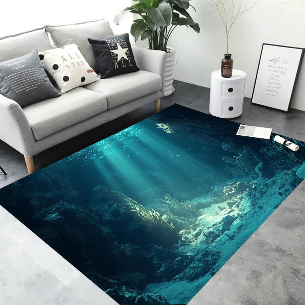 Sharks Leap Out of The Water Carpet Funny Shark Floor Mat Laundry Room Mat Laundry Decor Balcony Child Living Room Bedside Mats