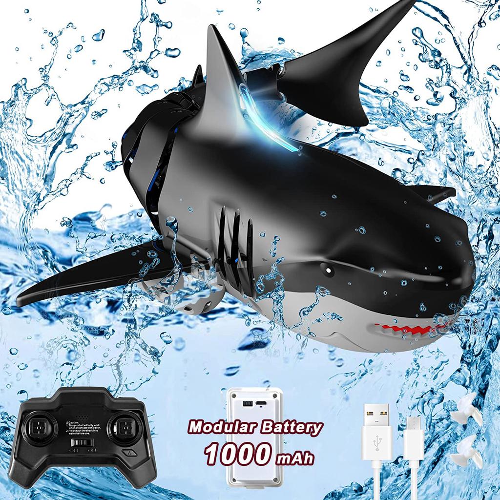 Upgraded Remote Control Shark Pool Toy For Kids, 2.4Ghz 1000mAh Remote Control Boat, Swimming Pool Bathroom Toy