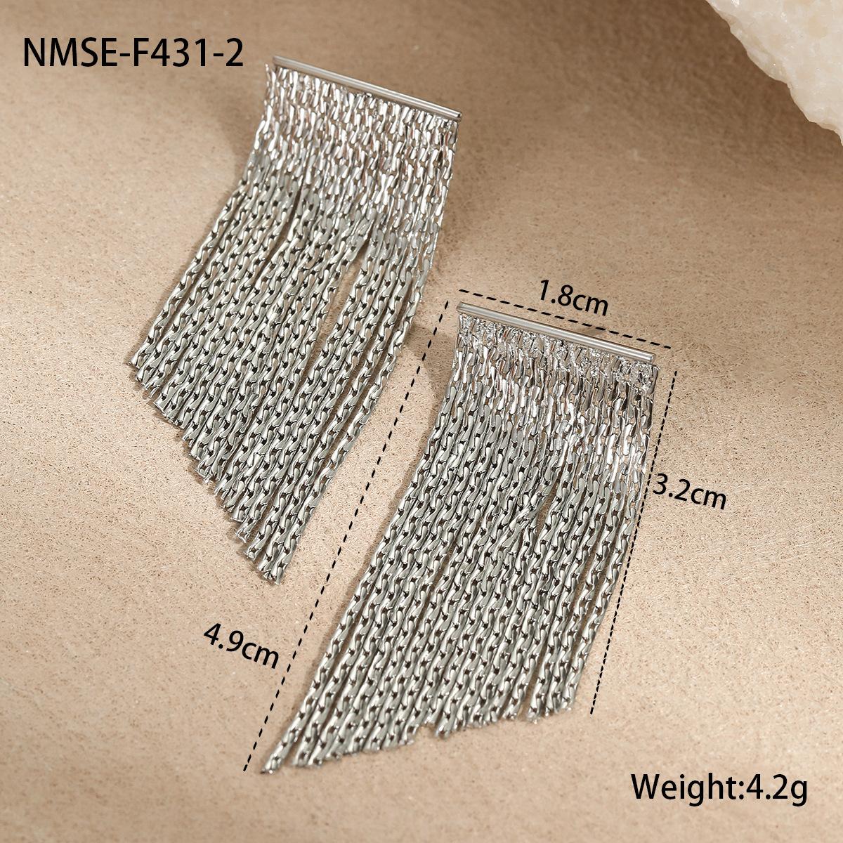 Trendy Fashionable Ins Design European American Exaggerated Stainless Steel Tassel Chain Stud Earrings Stainless Steel Earrings