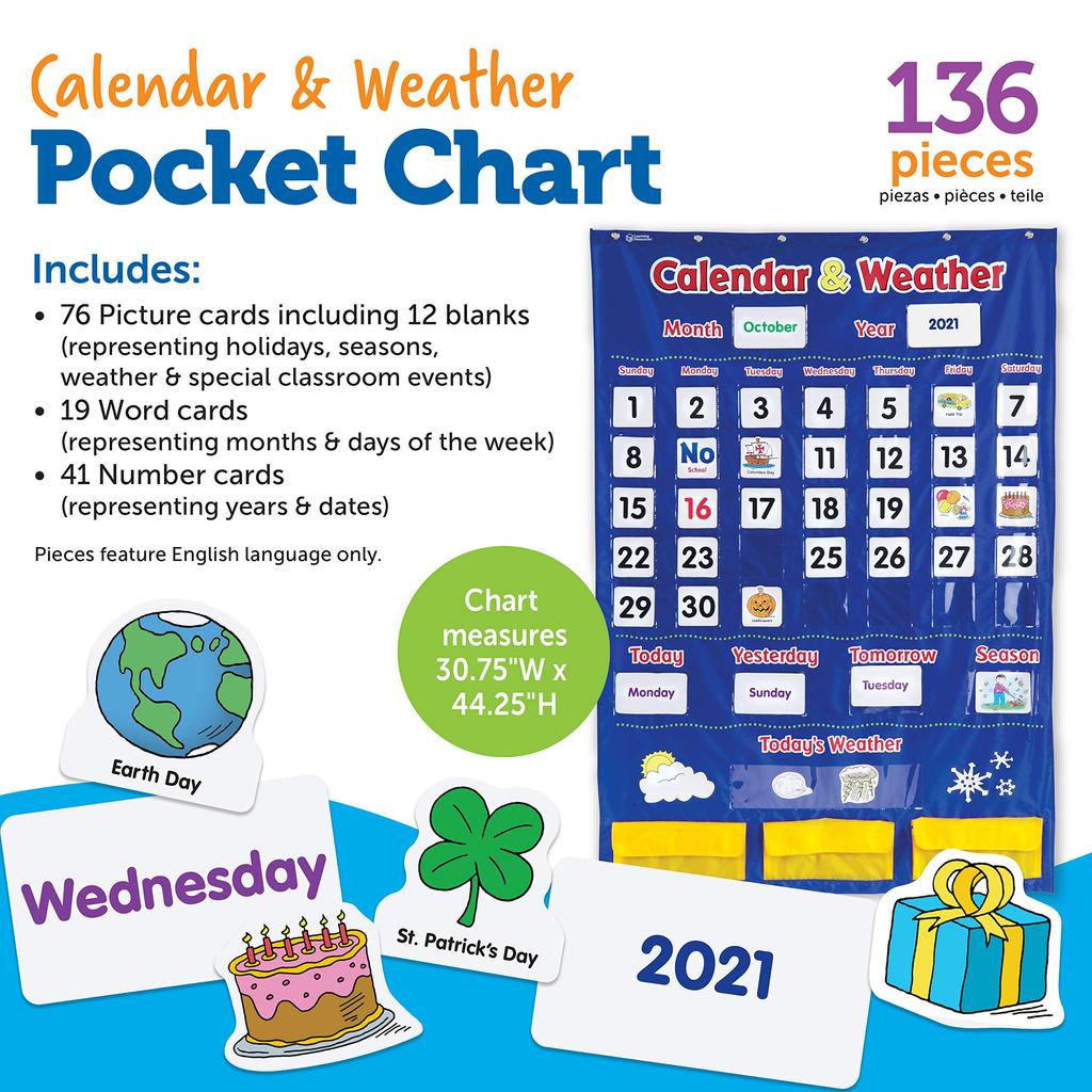 Learning Resources კალენდარი ამინდის ჯიბის სქემა LER 2418 &