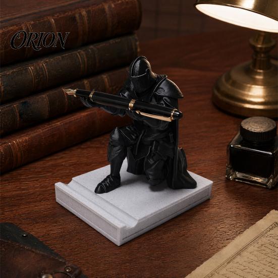 Mystery Style Desk Accessory 3D Printed Knight Pen Holder, Kneeling Stand, Exquisite Premium Quality Display Stand Sculpted Statue, Creative Organizer