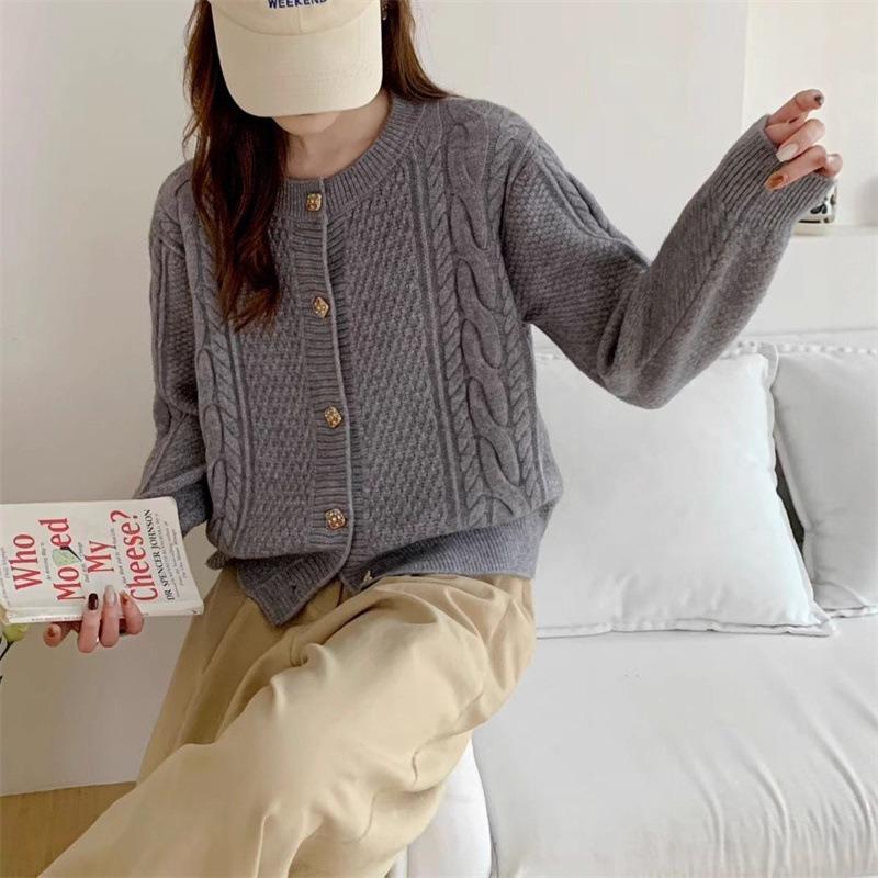 Fashion twist sweater women's coat autumn and winter new loose soft waxy temperament knitted cardigan women's clothing