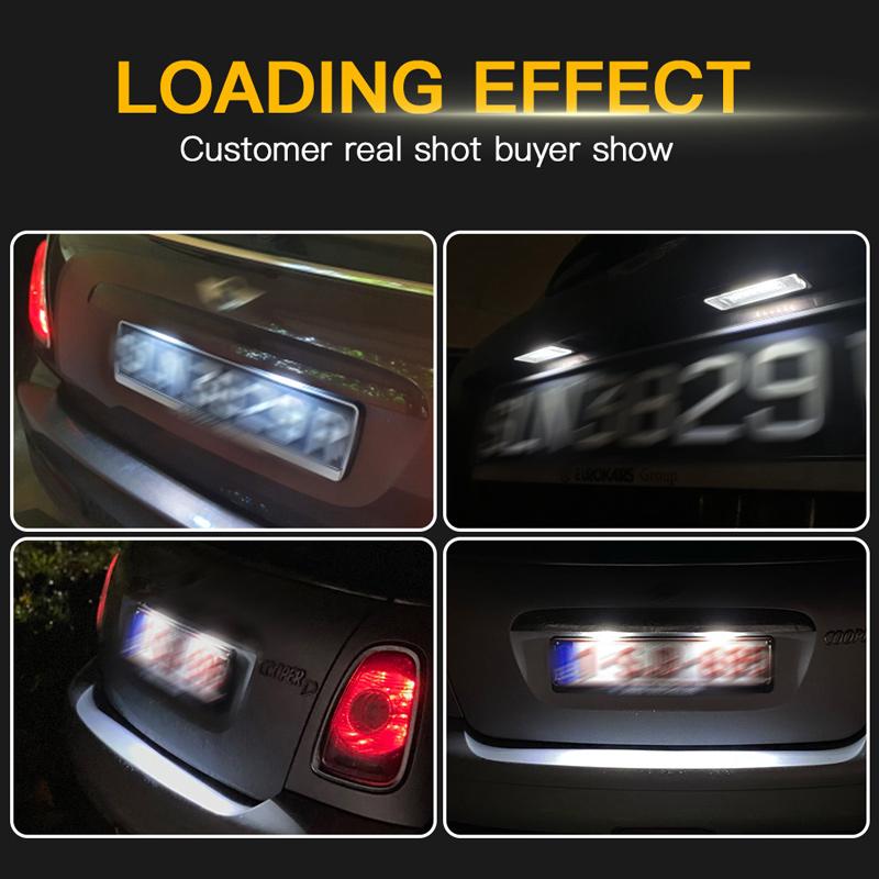 2PCS LED License Plate Lights Canbus For Mini Cooper R56 2007-2013 R57 2009-up R58 R59 11-up OEM:51132756227 Number Plate Lamps License Plate Lights
