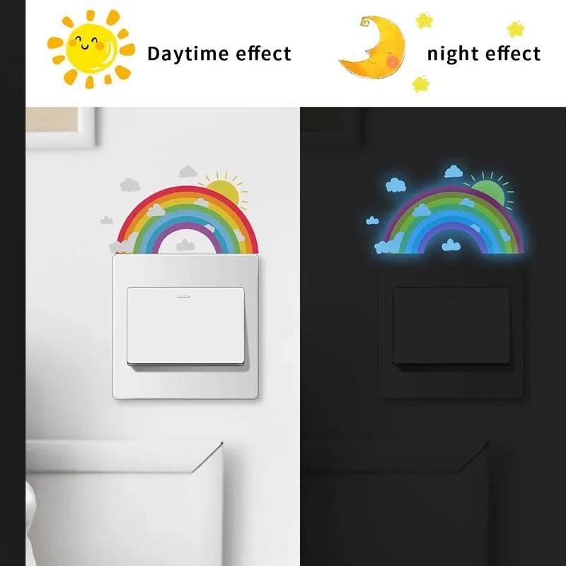 1 adet Işıltılı Gökkuşağı Desenli Işık Anahtarı Etiketleri Banyo Yatak Odası Oturma Odası Anahtar Etiketleri, Çıkarılabilir Işık Anahtarı Etiketi